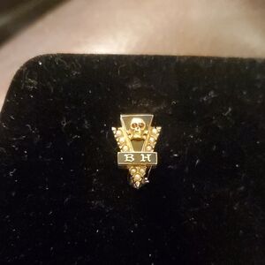 Vintage Fraternity 14kt Gold Skull with Ruby And Pearl Accents